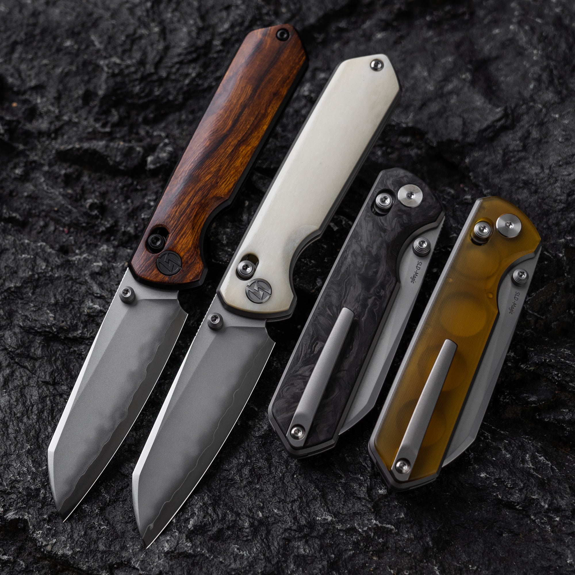 Imperial Penguin Folding Knife(3.35''+SLD Magic+Ironwood )-crossbar lock-thumb stud-M060