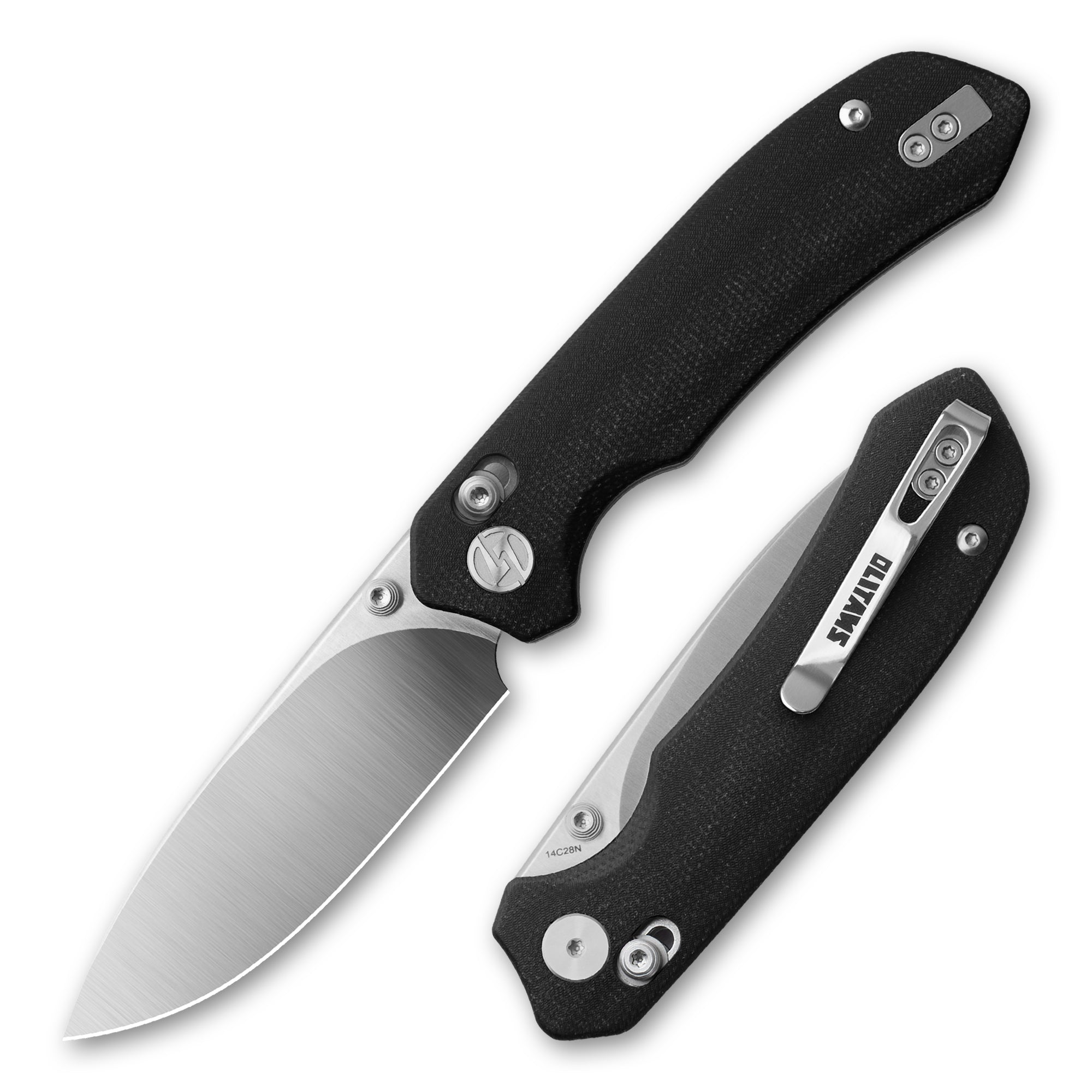 G031 Folding Camping Knife, Crossbar Lock Folding Pocket Knife, 3.3" 14C28N Sandvik Blade for Hiking, EDC 4.5oz