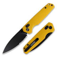 Youth Bird Serrated Pocket Knife （3''+14C28N+G10）-Crossbar Lock-Thumb stud-G053