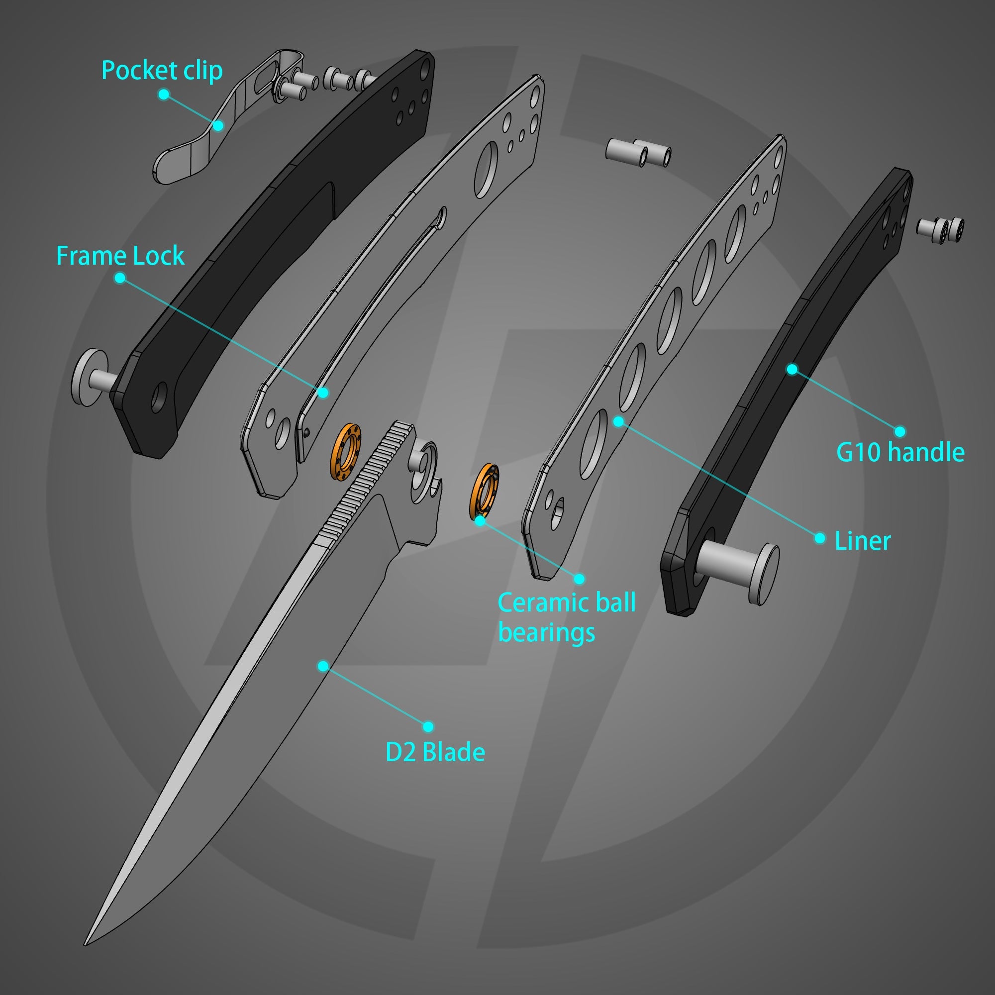 Maximus Pocket Knife Liner Lock(3.5"-D2 Blade-G10 Handle)-G066