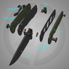 Bomber G061 Folding Knife ( 2.91''+D2+G10 )- Liner LOCK-THUMB STUD-OLITANS