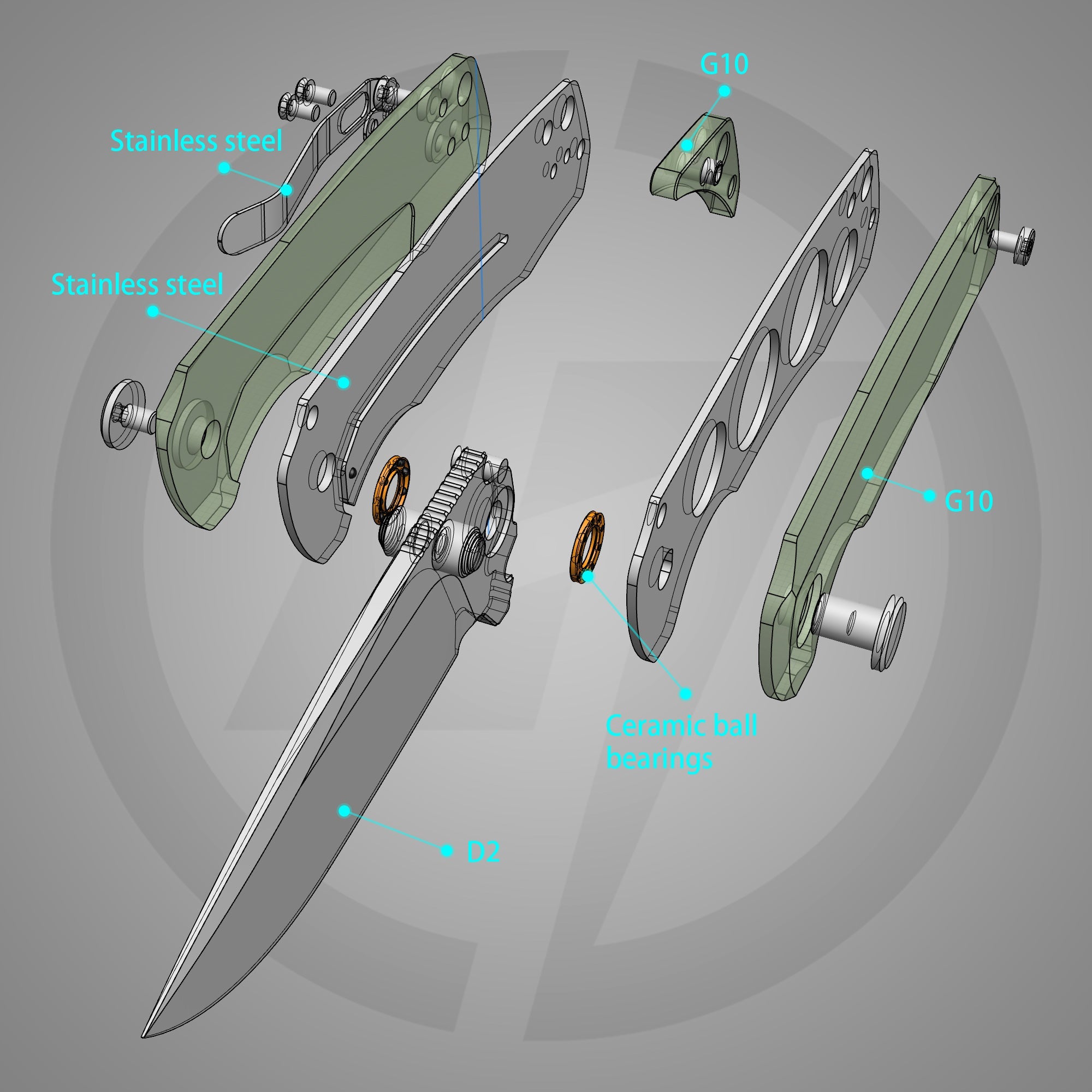 Bomber G061 Folding Knife ( 2.91''+D2+G10 )- Liner LOCK-THUMB STUD-OLITANS