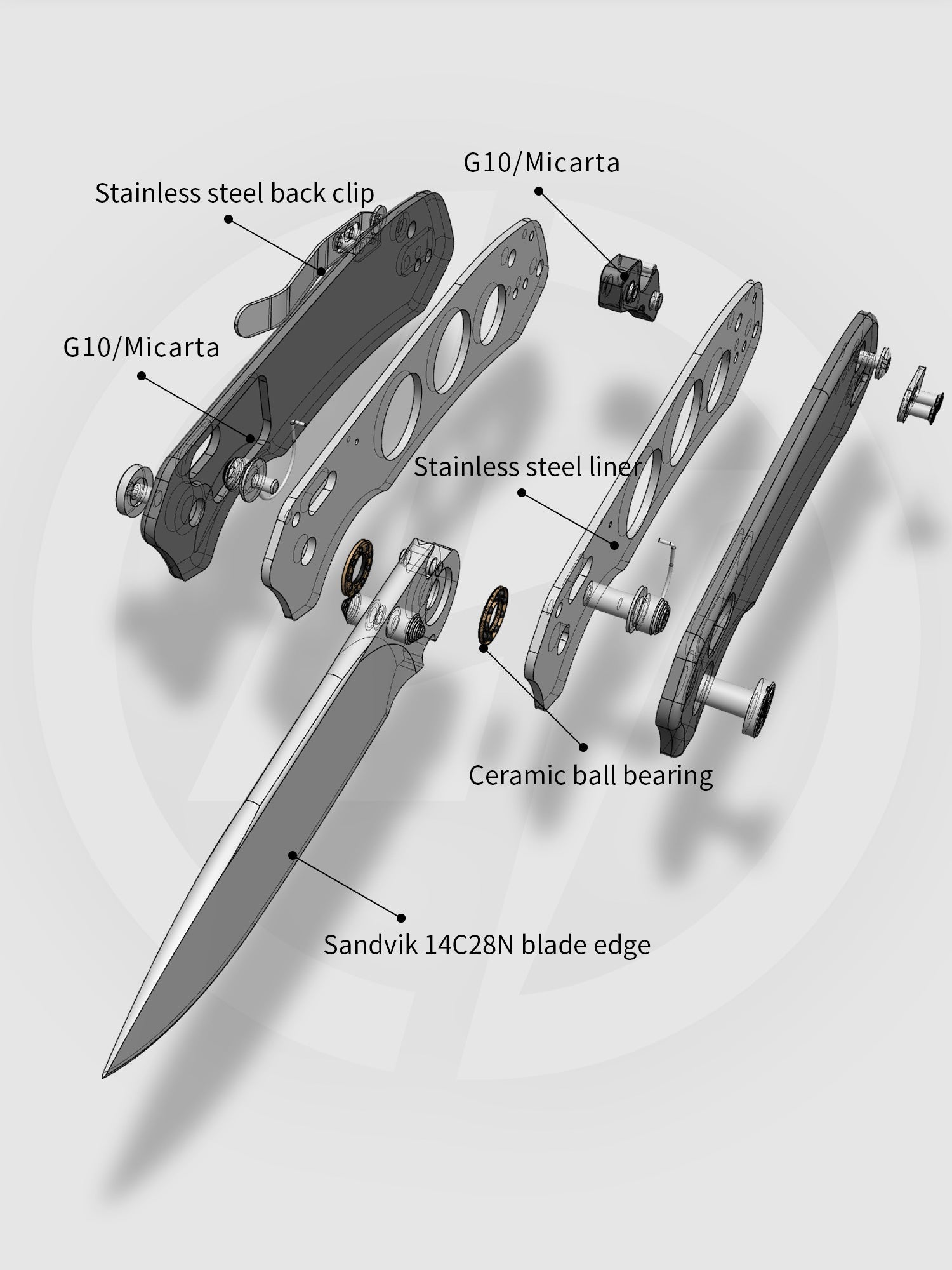 G031 Folding Camping Knife, Crossbar Lock Folding Pocket Knife, 3.3" 14C28N Sandvik Blade for Hiking, EDC 4.5oz