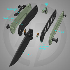 Bomber G061 Folding Knife ( 2.91''+D2+G10 )- Liner LOCK-THUMB STUD-OLITANS