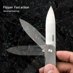 Rocket Pocket Knife（2.76'' D2 Blade+Titanium）Secure Frame Lock-Flipper-T025