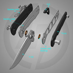Bomber G061 Folding Knife ( 2.91''+D2+G10 )- Liner LOCK-THUMB STUD-OLITANS