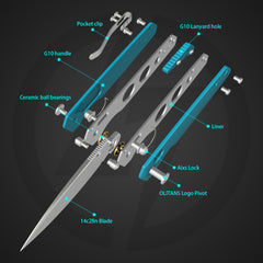 Youth Bird Pocket Knife（3''+14C28N+G10）-Crossbar Lock-Thumb stud-G053