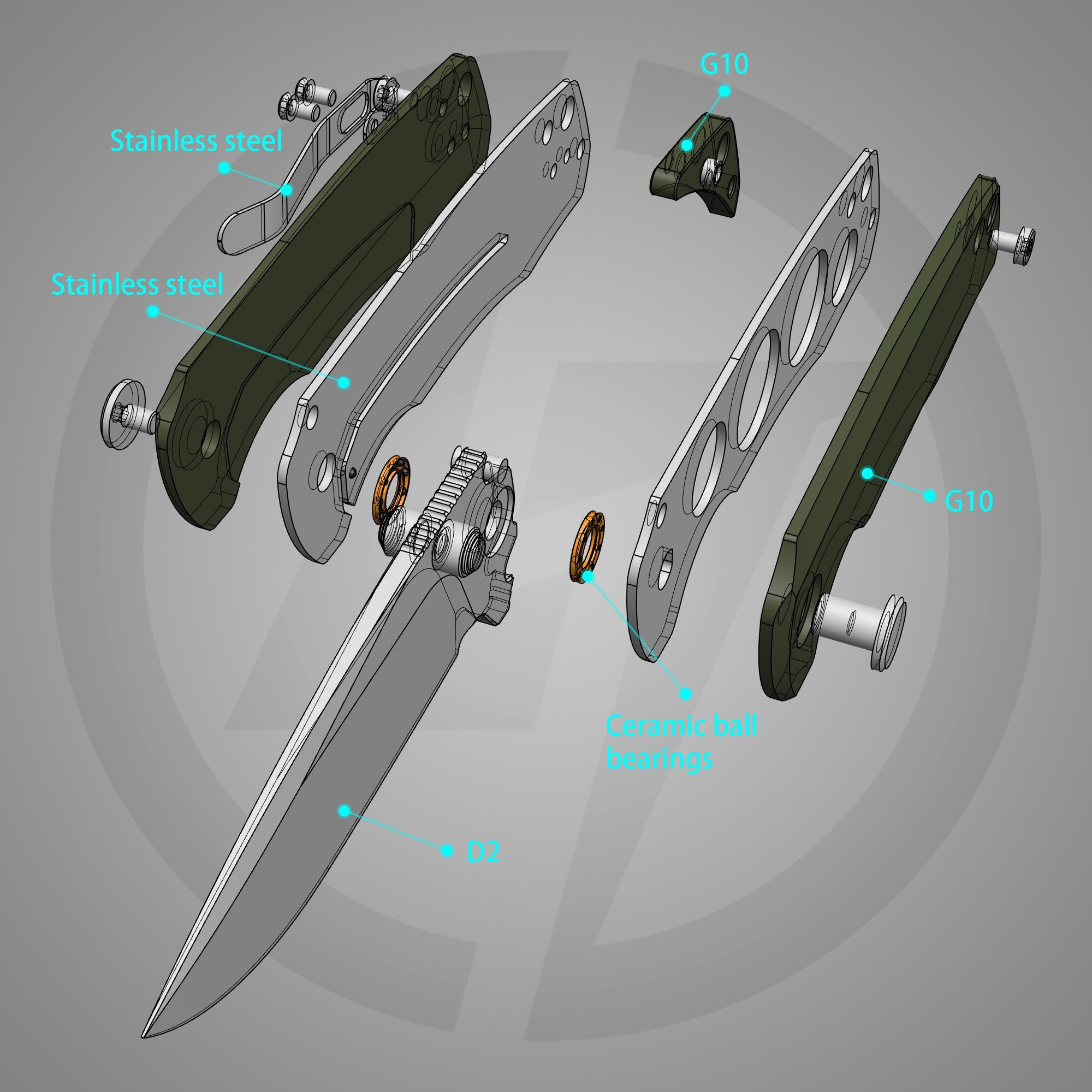 Bomber G061 Folding Knife ( 2.91''+D2+G10 )- Liner LOCK-THUMB STUD-OLITANS