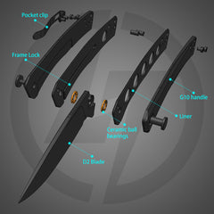 Maximus Pocket Knife Liner Lock(3.5"-D2 Blade-G10 Handle)-G066