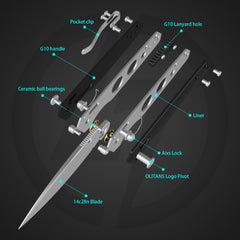 Youth Bird Pocket Knife（3''+14C28N+G10）-Crossbar Lock-Thumb stud-G053