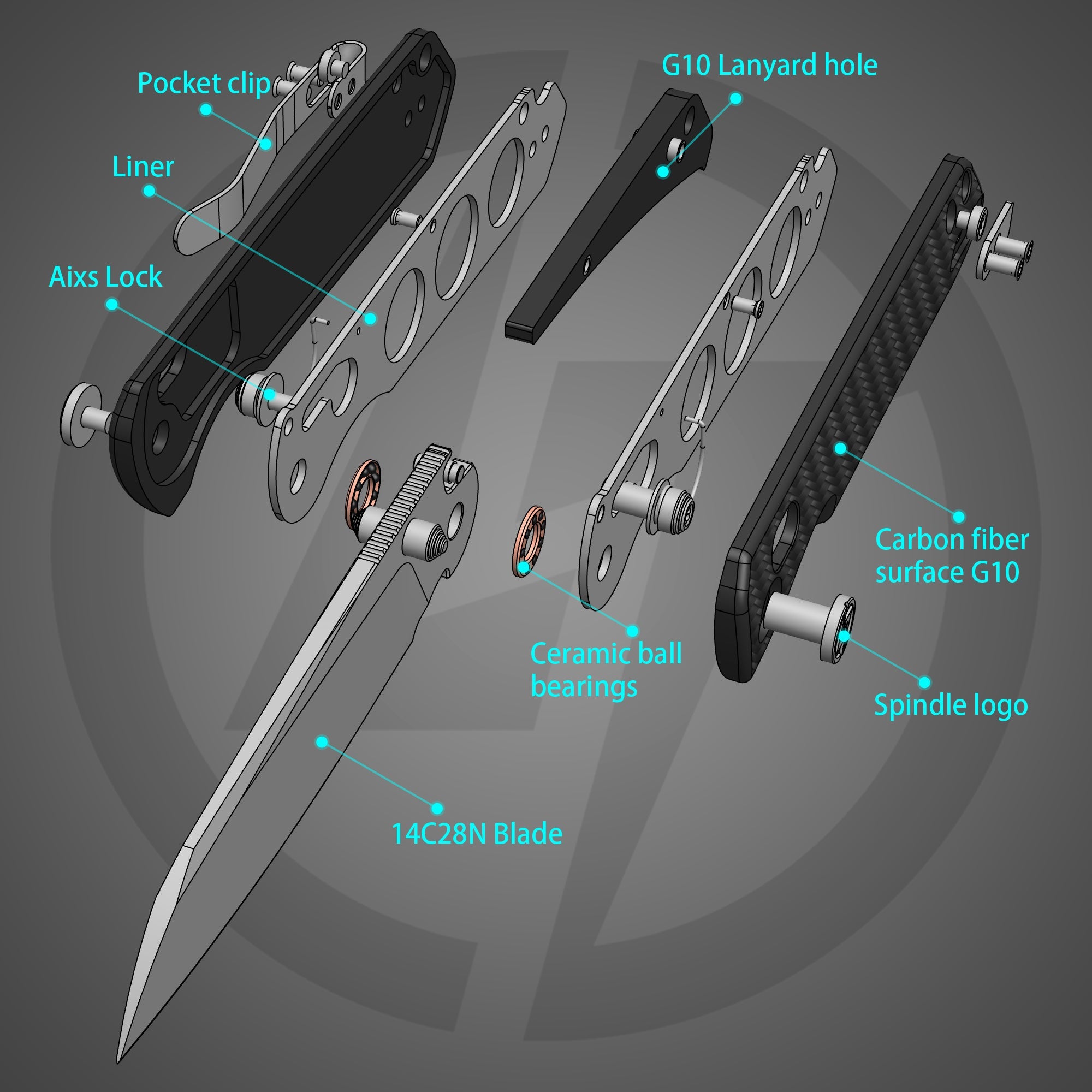 King Penguin G062 Folding Knife （3.35''+14C28N+Carbon fiber surface G10 Handle）-Crossbar Lock-Thumb Stud-Olitans