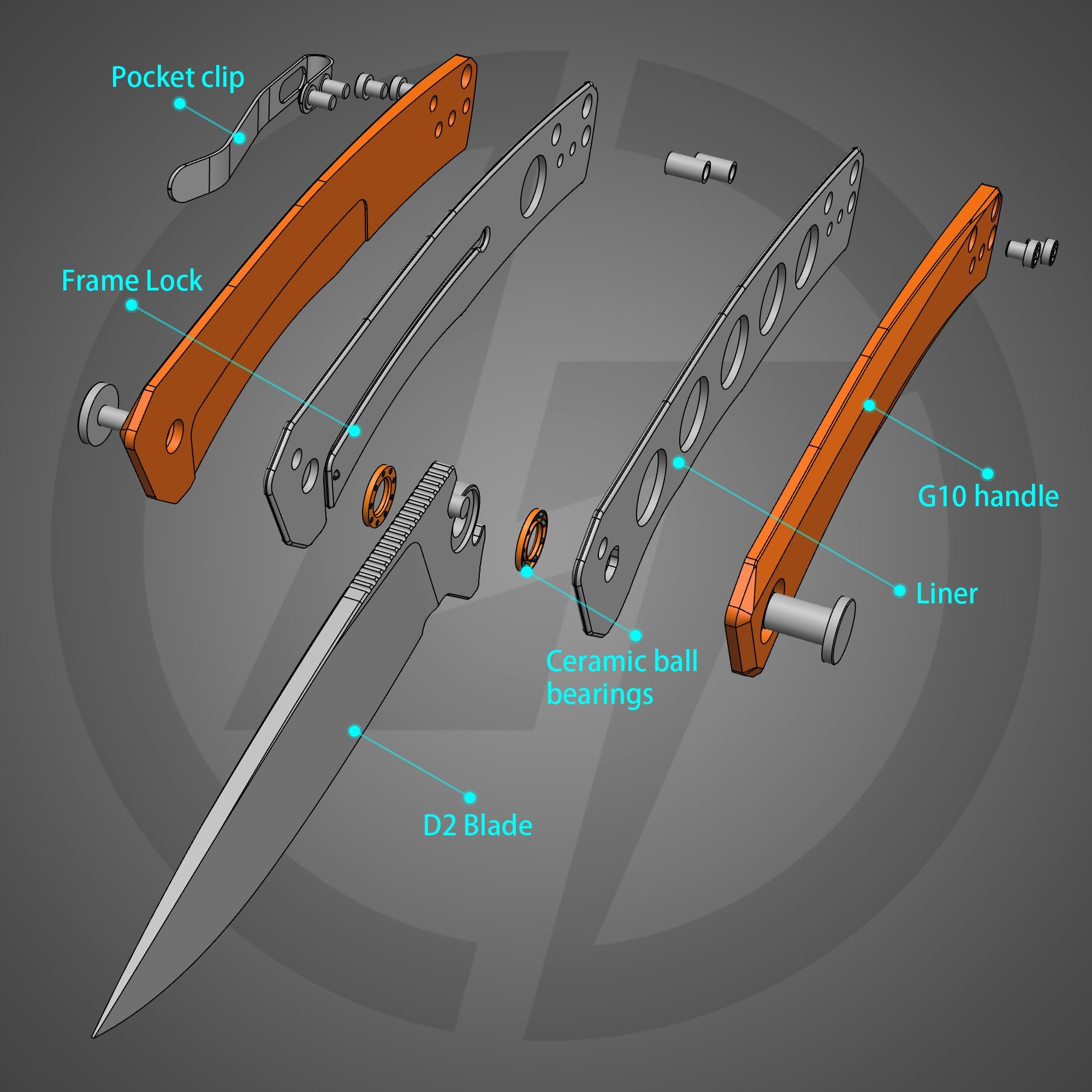 Maximus Pocket Knife Liner Lock(3.5"-D2 Blade-G10 Handle)-G066