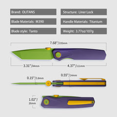 Stealth II T069 Folding Knife – (3.31" Tanto + Böhler M390 + Titanium + Cerakote) – OLITANS