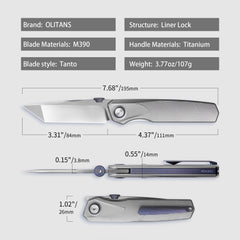 Stealth II T069 Folding Knife – (3.31" Tanto + Böhler M390 + Titanium) – OLITANS
