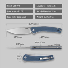 Maximus Pocket Knife Liner Lock(3.5"-D2 Blade-G10 Handle)-G066