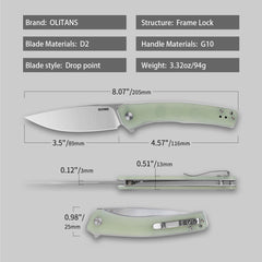 Maximus Pocket Knife Liner Lock(3.5"-D2 Blade-G10 Handle)-G066