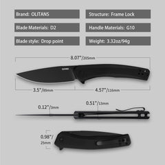 Maximus Pocket Knife Liner Lock(3.5"-D2 Blade-G10 Handle)-G066
