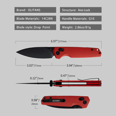 Youth Bird Pocket Knife（3''+14C28N+G10）-Crossbar Lock-Thumb stud-G053