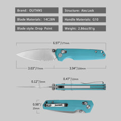 Youth Bird Serrated Pocket Knife （3''+14C28N+G10）-Crossbar Lock-Thumb stud-G053