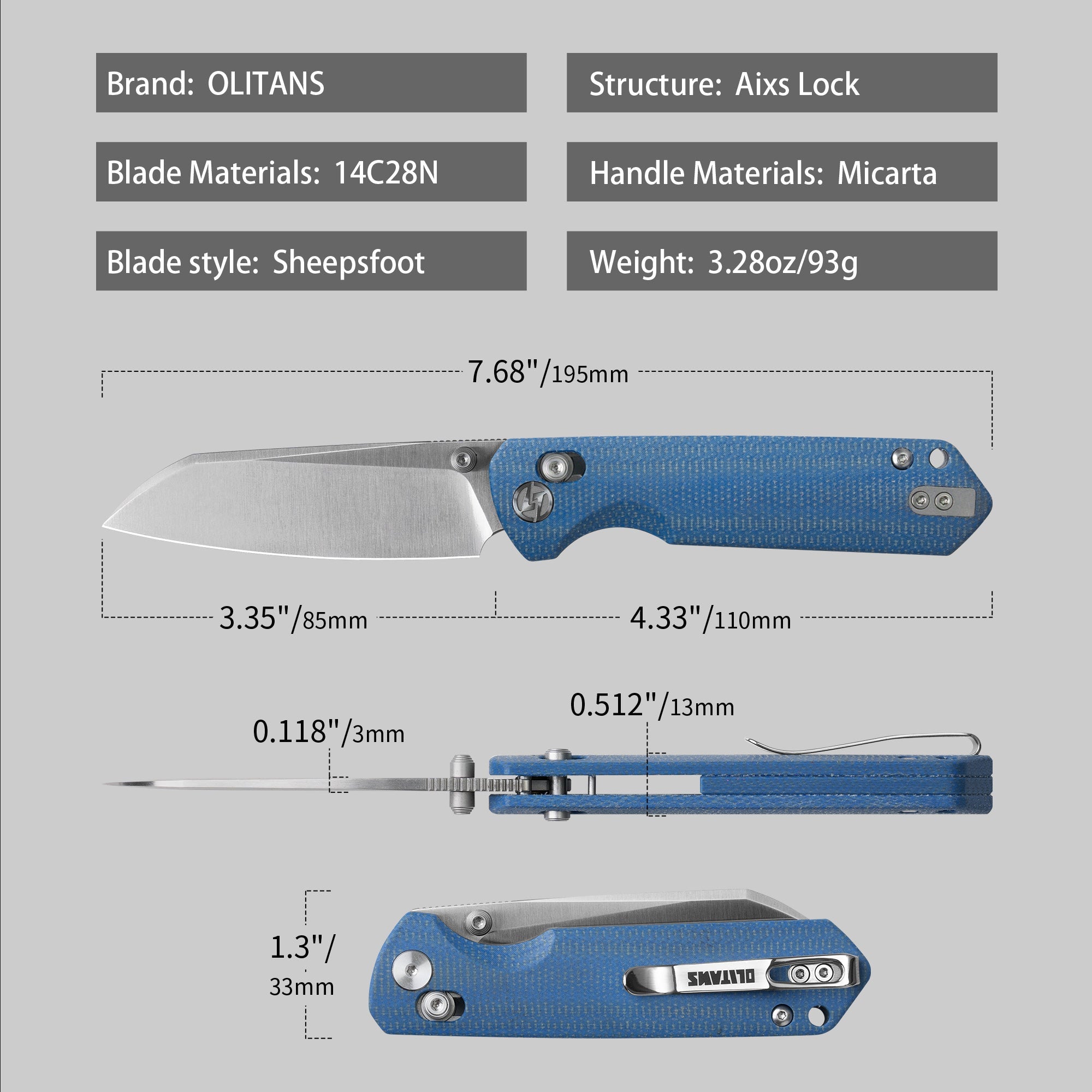 King Penguin G062 Folding Knife （3.35''+14C28N+Carbon fiber surface G10 Handle）-Crossbar Lock-Thumb Stud-Olitans