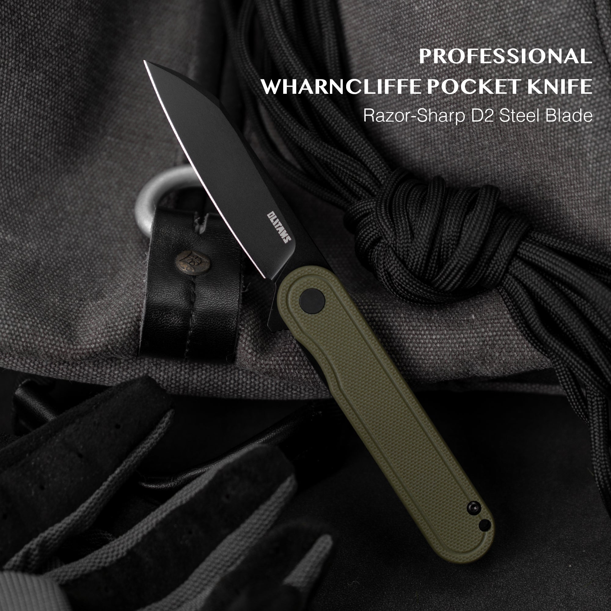 Rocket Wharncliffe Flipper Knife (2.76"-D2 Blade-G10)-G067