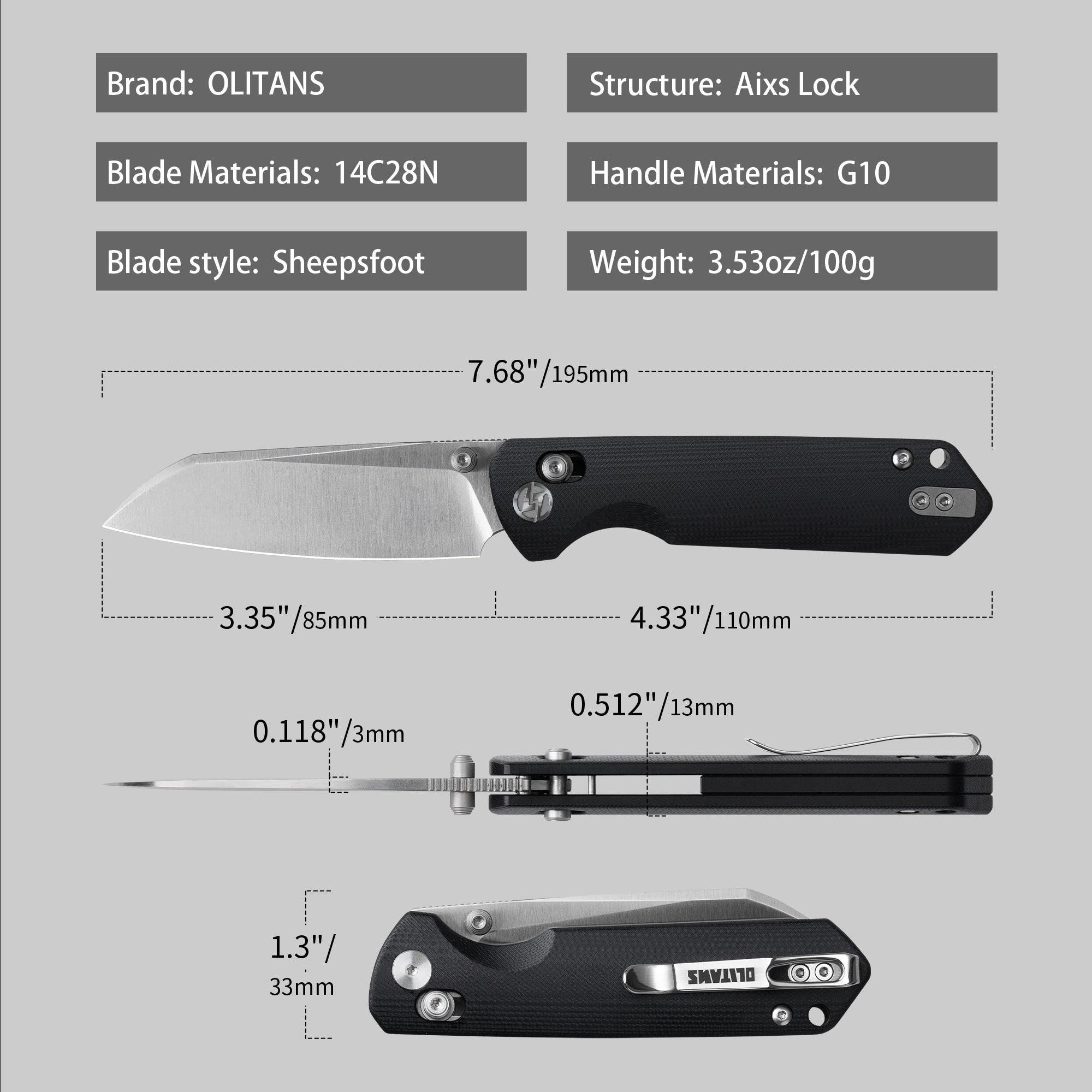 King Penguin G062 Folding Knife （3.35''+14C28N+Carbon fiber surface G10 Handle）-Crossbar Lock-Thumb Stud-Olitans