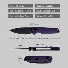 Youth Bird Pocket Knife（3''+14C28N+G10）-Crossbar Lock-Thumb stud-G053