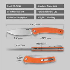 Maximus Pocket Knife Liner Lock(3.5"-D2 Blade-G10 Handle)-G066