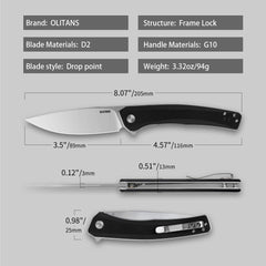 Maximus Pocket Knife Liner Lock(3.5"-D2 Blade-G10 Handle)-G066