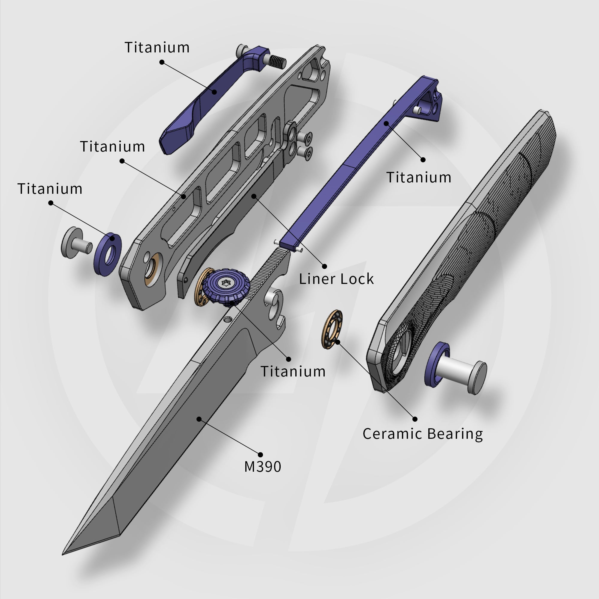 Stealth II T069 Folding Knife – (3.31" Tanto + Böhler M390 + Titanium) – OLITANS