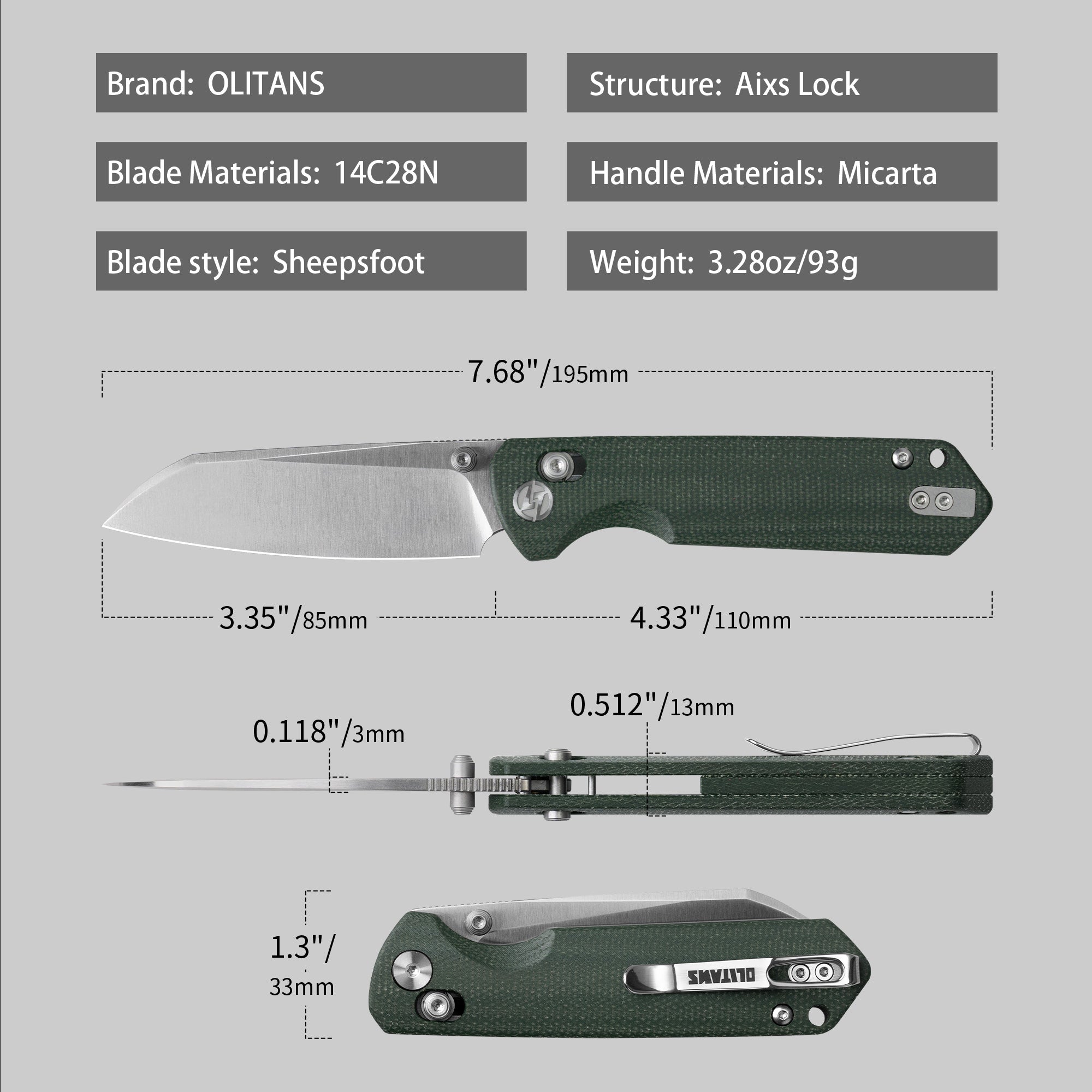 King Penguin G062 Folding Knife （3.35''+14C28N+Carbon fiber surface G10 Handle）-Crossbar Lock-Thumb Stud-Olitans