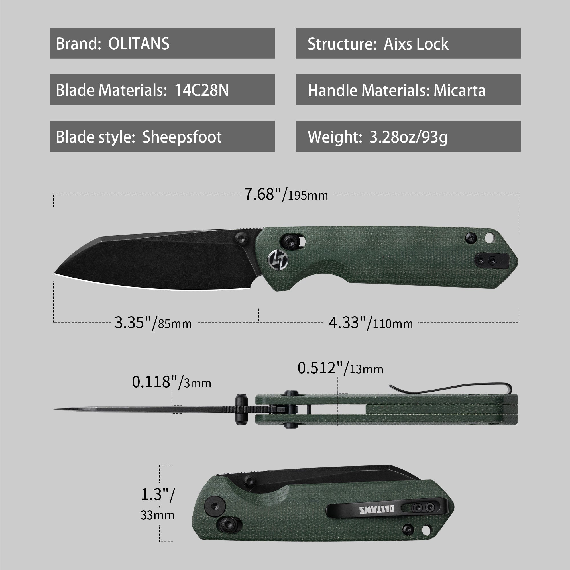 King Penguin G062 Folding Knife （3.35''+14C28N+Carbon fiber surface G10 Handle）-Crossbar Lock-Thumb Stud-Olitans