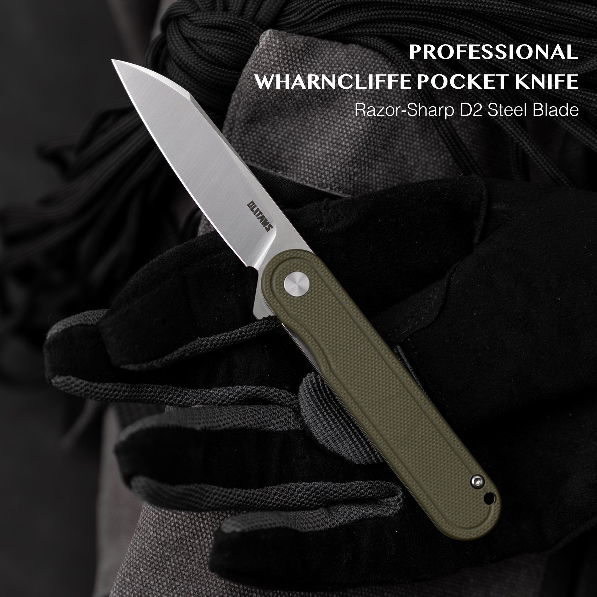 Rocket Wharncliffe Flipper Knife (2.76"-D2 Blade-G10)-G067