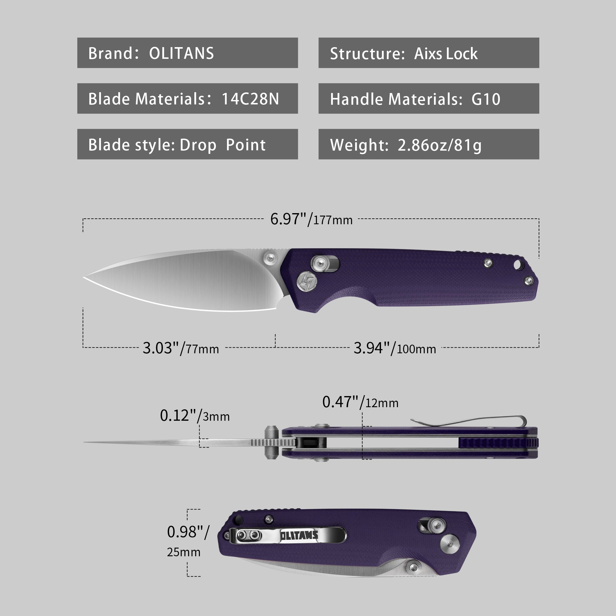 Youth Bird Pocket Knife（3''+14C28N+G10）-Crossbar Lock-Thumb stud-G053