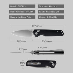 Youth Bird Pocket Knife（3''+14C28N+G10）-Crossbar Lock-Thumb stud-G053
