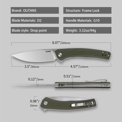 Maximus Pocket Knife Liner Lock(3.5"-D2 Blade-G10 Handle)-G066