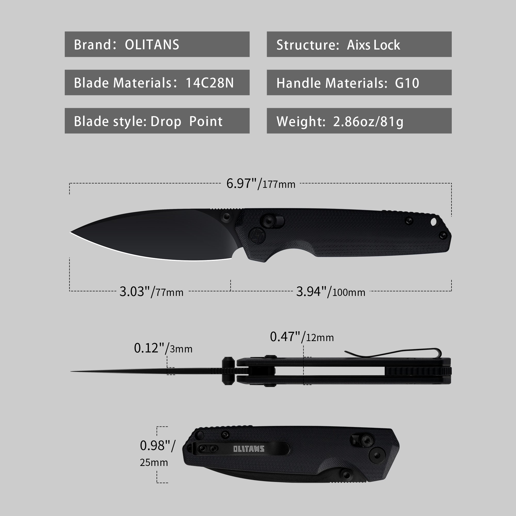 Youth Bird Pocket Knife（3''+14C28N+G10）-Crossbar Lock-Thumb stud-G053