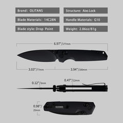 Youth Bird Pocket Knife（3''+14C28N+G10）-Crossbar Lock-Thumb stud-G053