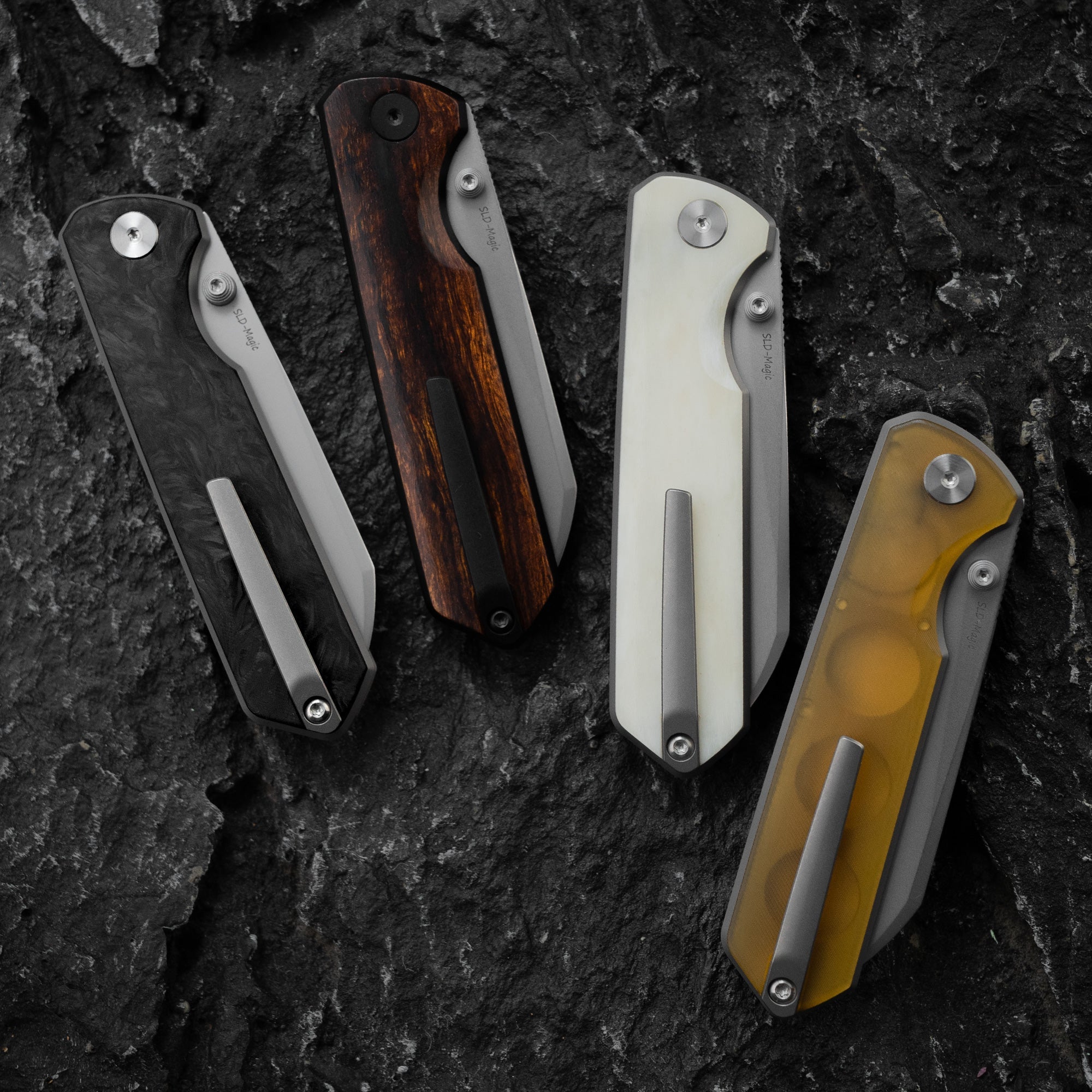 Imperial Penguin Folding Knife(3.35''+SLD Magic+Bovine bone)-crossbar lock-thumb stud-M060