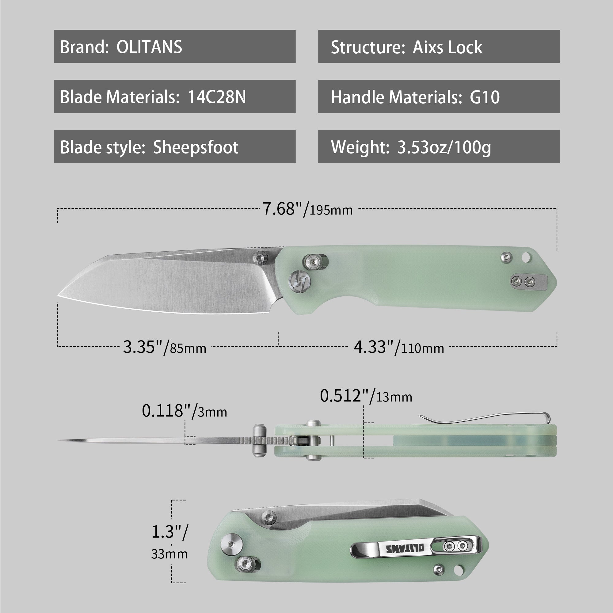 King Penguin G062 Folding Knife （3.35''+14C28N+Carbon fiber surface G10 Handle）-Crossbar Lock-Thumb Stud-Olitans