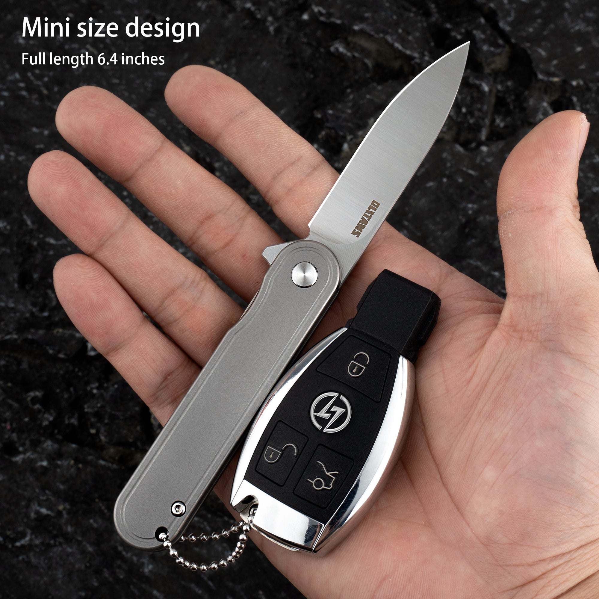Rocket Pocket Knife（2.76'' D2 Blade+Titanium）Secure Frame Lock-Flipper-T025
