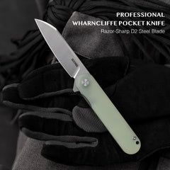 Rocket Wharncliffe Flipper Knife (2.76"-D2 Blade-G10)-G067