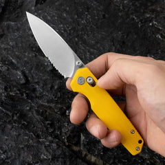 Youth Bird Serrated Pocket Knife （3''+14C28N+G10）-Crossbar Lock-Thumb stud-G053