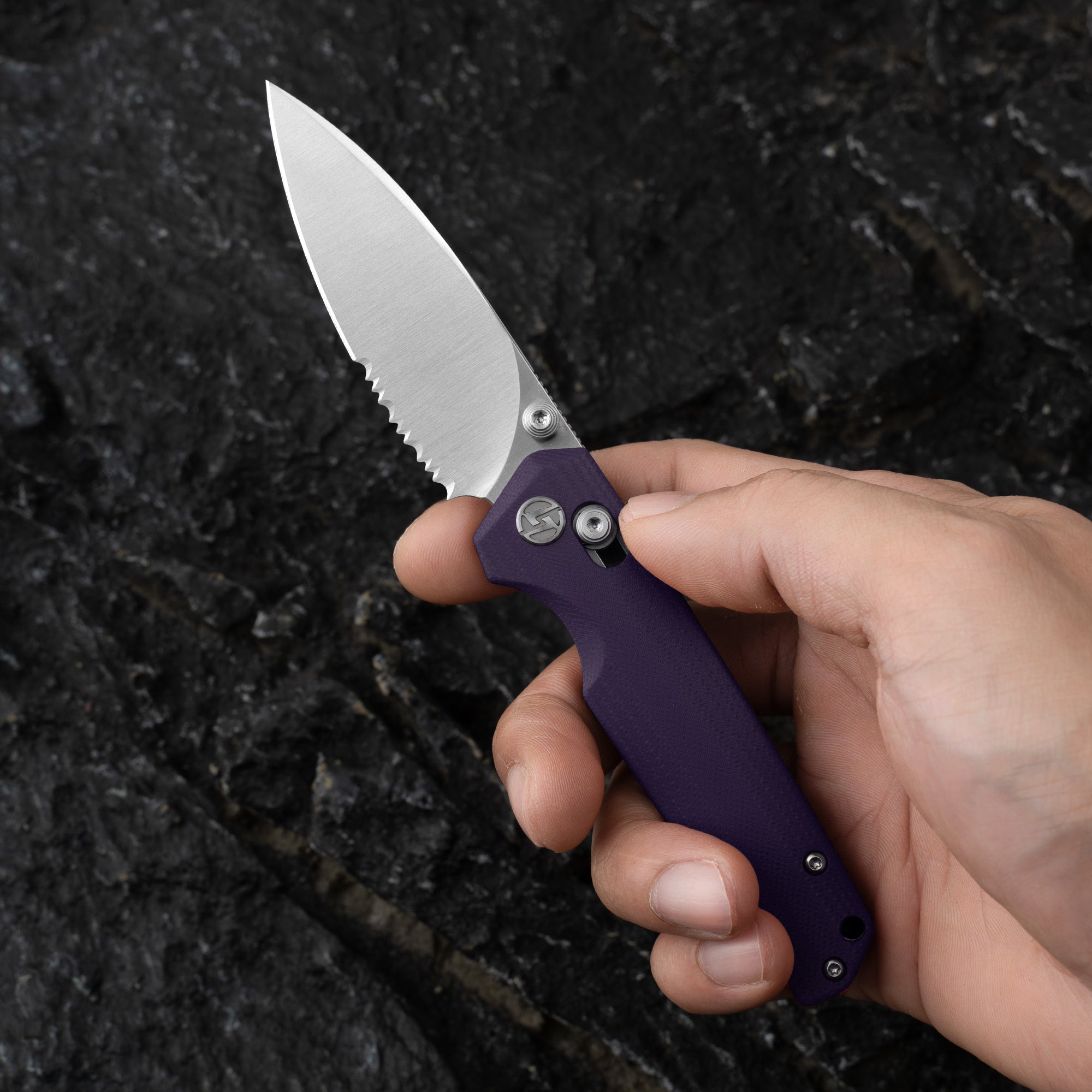Youth Bird Serrated Pocket Knife （3''+14C28N+G10）-Crossbar Lock-Thumb stud-G053