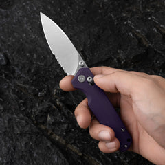 Youth Bird Serrated Pocket Knife （3''+14C28N+G10）-Crossbar Lock-Thumb stud-G053