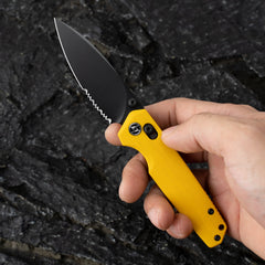 Youth Bird Serrated Pocket Knife （3''+14C28N+G10）-Crossbar Lock-Thumb stud-G053