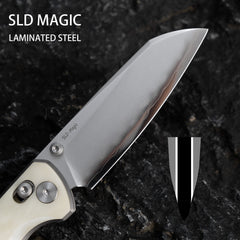 Imperial Penguin Folding Knife(3.35''+SLD Magic+PEI)-crossbar lock-thumb stud-M060