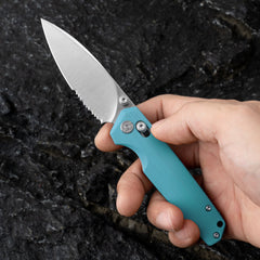 Youth Bird Serrated Pocket Knife （3''+14C28N+G10）-Crossbar Lock-Thumb stud-G053