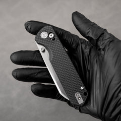 King Penguin G062 Folding Knife （3.35''+14C28N+Carbon fiber surface G10 Handle）-Crossbar Lock-Thumb Stud-Olitans