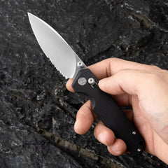 Youth Bird Serrated Pocket Knife （3''+14C28N+G10）-Crossbar Lock-Thumb stud-G053